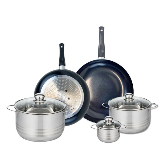 Ensemble de 2 Poêles de cuisson 28 et 32 cm et 3 faitouts 12, 20 et 24 cm Elo Prima Brillant