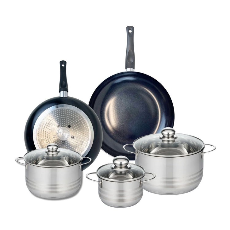 Ensemble de 2 Poêles de cuisson 28 et 32 cm et 3 faitouts 14, 20 et 24 cm Elo Prima Brillant