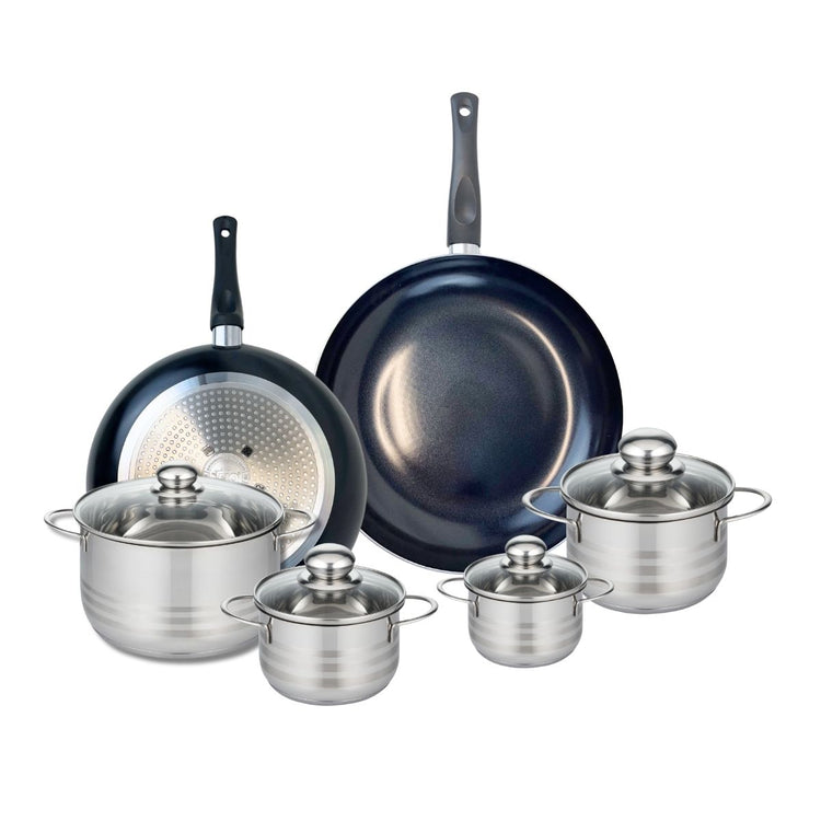 Ensemble de 2 Poêles de cuisson 28 et 32 cm et 4 faitouts 12, 14, 16 et 20 cm Elo Prima Brillant