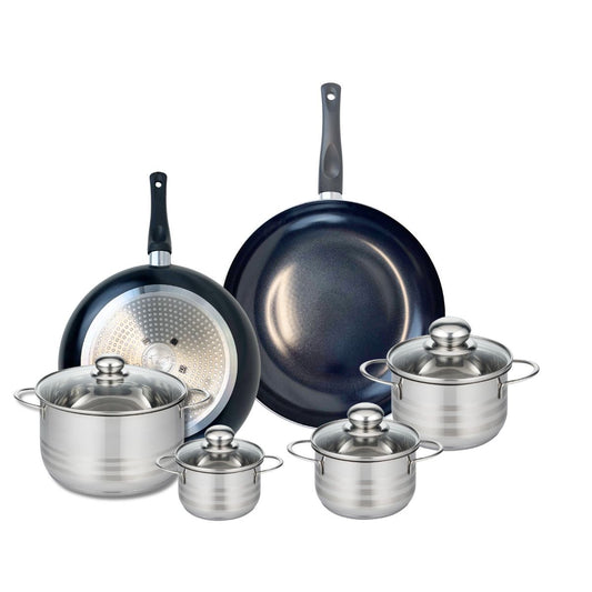 Ensemble de 2 Poêles de cuisson 28 et 32 cm et 4 faitouts 12, 14, 16 et 24 cm Elo Prima Brillant