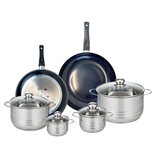 Ensemble de 2 Poêles de cuisson 28 et 32 cm et 4 faitouts 12, 14, 20 et 24 cm Elo Prima Brillant