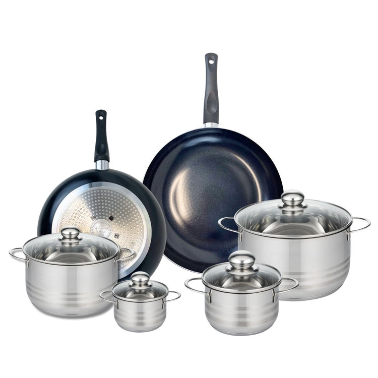 Ensemble de 2 Poêles de cuisson 28 et 32 cm et 4 faitouts 12, 16, 20 et 24 cm Elo Prima Brillant