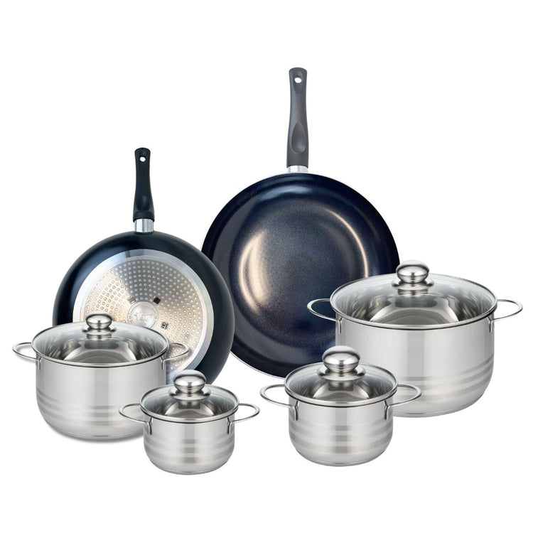 Ensemble de 2 Poêles de cuisson 28 et 32 cm et 4 faitouts 14, 16, 20 et 24 cm Elo Prima Brillant