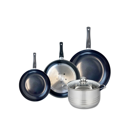 Ensemble de 3 Poêles de cuisson 20, 24 et 28 cm et 1 faitout 20 cm Elo Prima Brillant