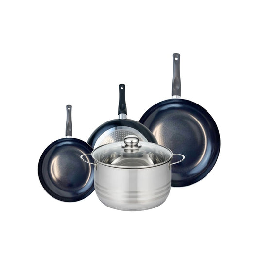 Ensemble de 3 Poêles de cuisson 20, 24 et 28 cm et 1 faitout 24 cm Elo Prima Brillant