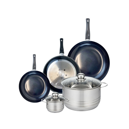 Ensemble de 3 Poêles de cuisson 20, 24 et 28 cm et 2 faitouts 12 et 24 cm Elo Prima Brillant