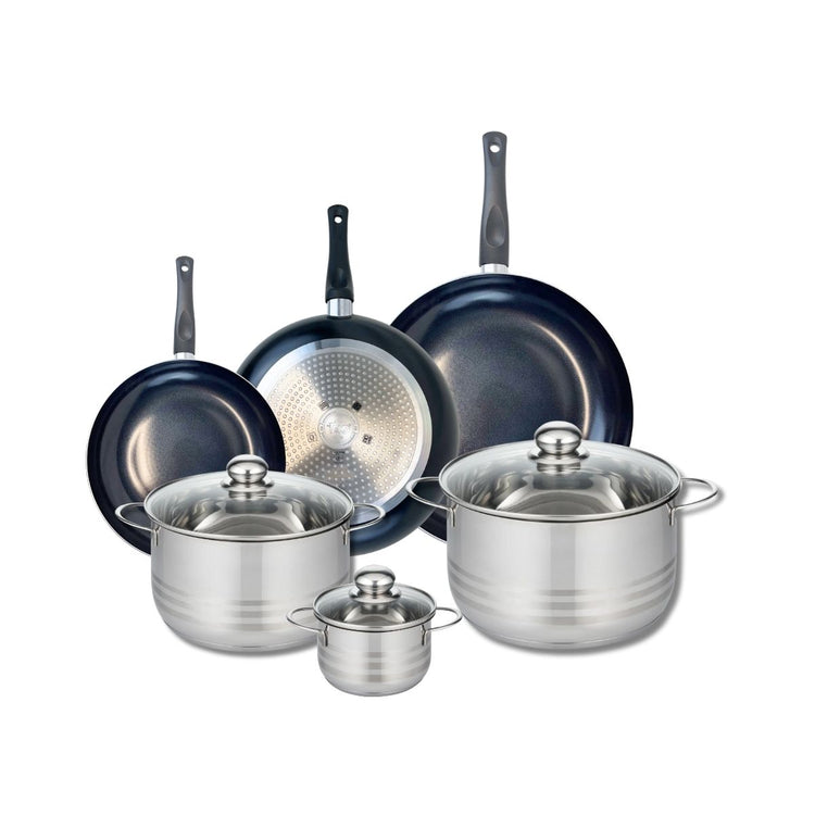 Ensemble de 3 Poêles de cuisson 20, 24 et 28 cm et 3 faitouts 12, 20 et 24 cm Elo Prima Brillant