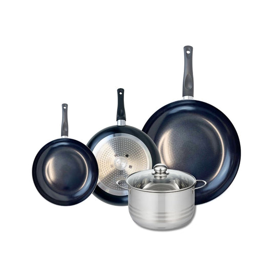 Ensemble de 3 Poêles de cuisson 20, 24 et 32 cm et 1 faitout 20 cm Elo Prima Brillant