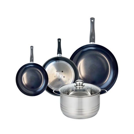 Ensemble de 3 Poêles de cuisson 20, 24 et 32 cm et 1 faitout 24 cm Elo Prima Brillant