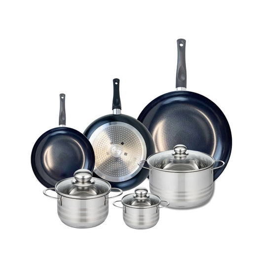 Ensemble de 3 Poêles de cuisson 20, 24 et 32 cm et 3 faitouts 12, 16 et 20 cm Elo Prima Brillant