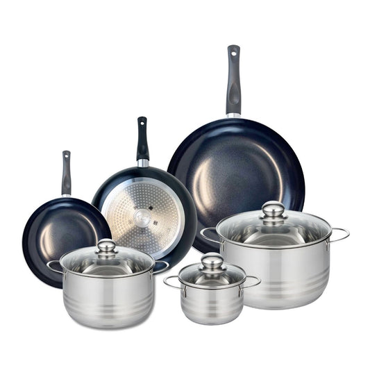 Ensemble de 3 Poêles de cuisson 20, 24 et 32 cm et 3 faitouts 14, 20 et 24 cm Elo Prima Brillant