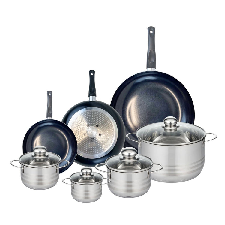 Ensemble de 3 Poêles de cuisson 20, 24 et 32 cm et 4 faitouts 12, 14, 16 et 24 cm Elo Prima Brillant