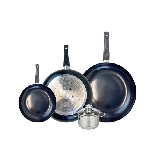 Ensemble de 3 Poêles de cuisson 20, 28 et 32 cm et 1 faitout 12 cm Elo Prima Brillant