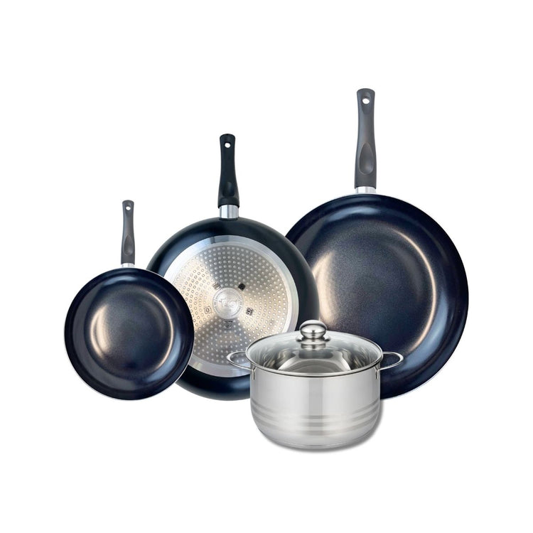 Ensemble de 3 Poêles de cuisson 20, 28 et 32 cm et 1 faitout 20 cm Elo Prima Brillant