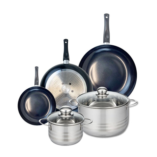 Ensemble de 3 Poêles de cuisson 20, 28 et 32 cm et 2 faitouts 16 et 24 cm Elo Prima Brillant