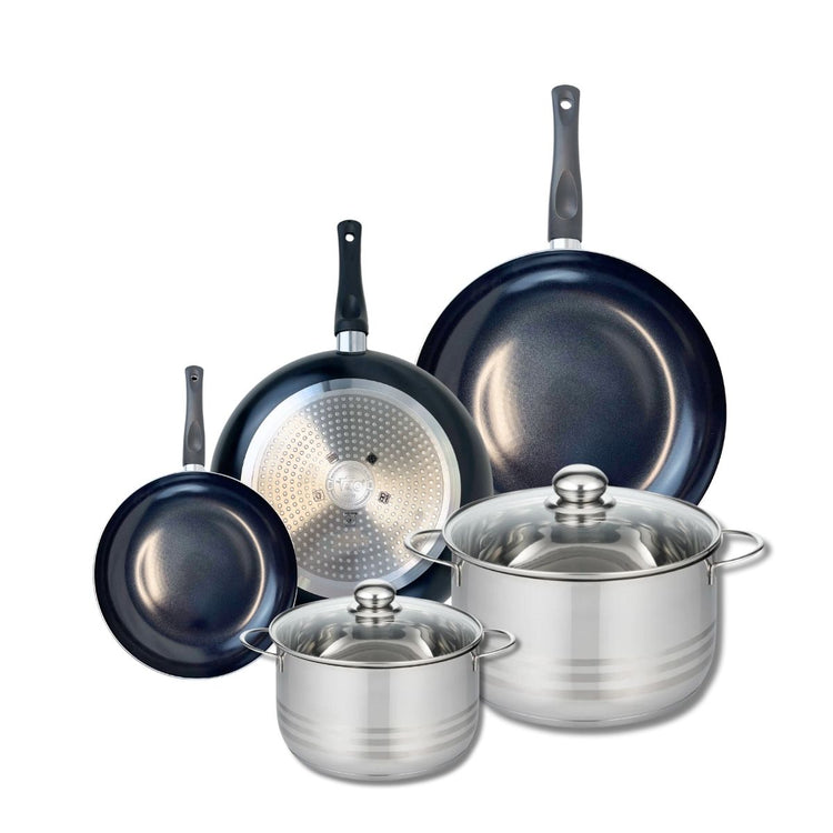 Ensemble de 3 Poêles de cuisson 20, 28 et 32 cm et 2 faitouts 20 et 24 cm Elo Prima Brillant