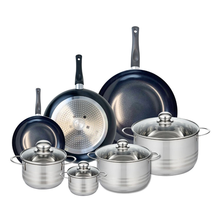 Ensemble de 3 Poêles de cuisson 20, 28 et 32 cm et 4 faitouts 12, 16, 20 et 24 cm Elo Prima Brillant