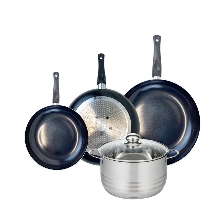 Ensemble de 3 Poêles de cuisson 24, 28 et 32 cm et 1 faitout 24 cm Elo Prima Brillant