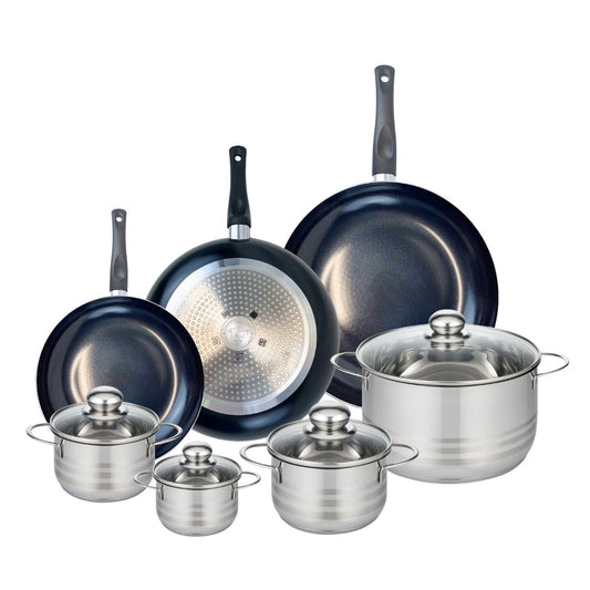 Ensemble de 3 Poêles de cuisson 24, 28 et 32 cm et 4 faitouts 12, 14, 16 et 24 cm Elo Prima Brillant