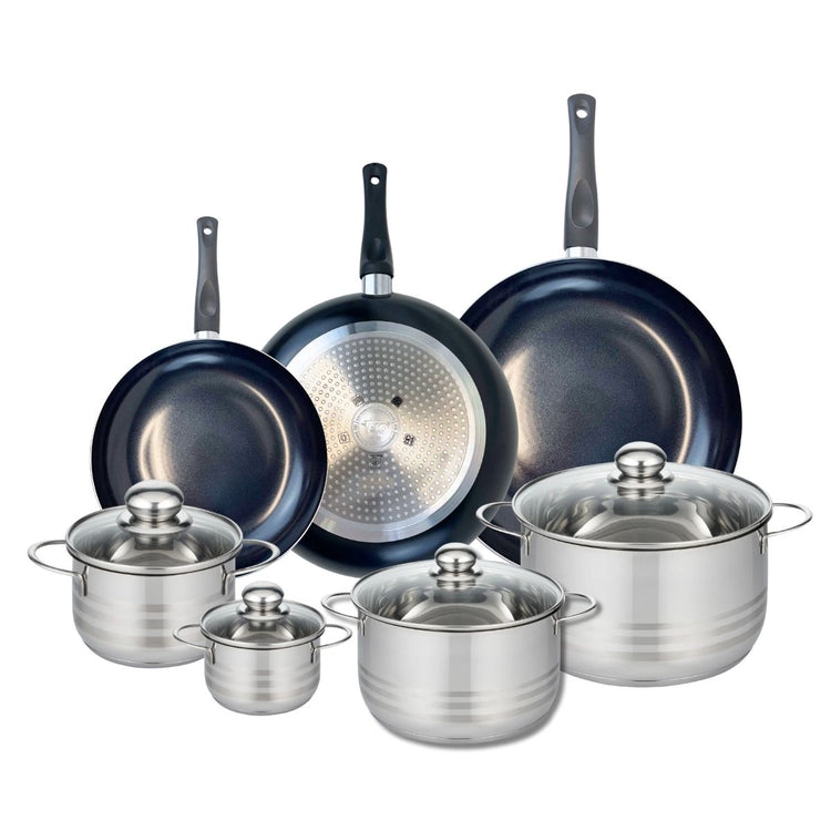 Ensemble de 3 Poêles de cuisson 24, 28 et 32 cm et 4 faitouts 12, 16, 20 et 24 cm Elo Prima Brillant