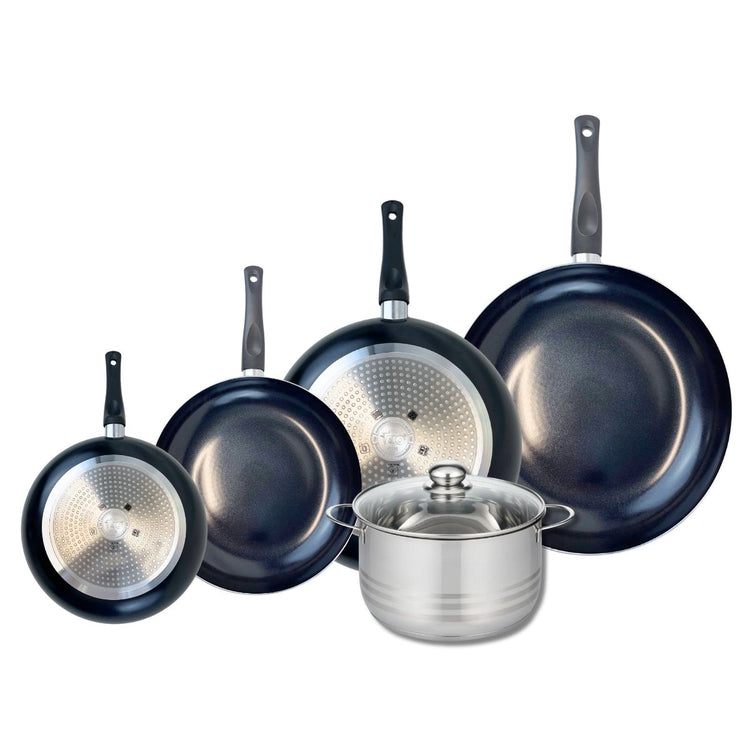 Ensemble de 4 Poêles de cuisson 20, 24, 28 et 32 cm et 1 faitout 20 cm Elo Prima Brillant