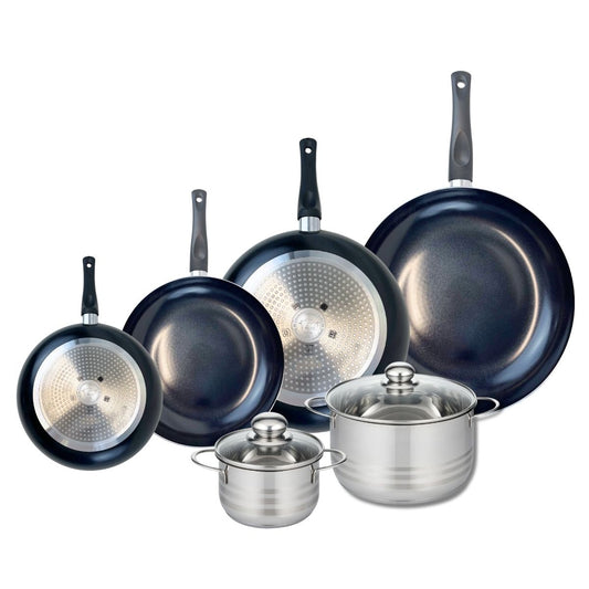 Ensemble de 4 Poêles de cuisson 20, 24, 28 et 32 cm et 2 faitouts 14 et 20 cm Elo Prima Brillant