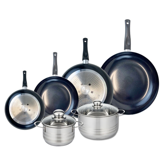 Ensemble de 4 Poêles de cuisson 20, 24, 28 et 32 cm et 2 faitouts 16 et 20 cm Elo Prima Brillant