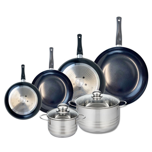 Ensemble de 4 Poêles de cuisson 20, 24, 28 et 32 cm et 2 faitouts 16 et 24 cm Elo Prima Brillant