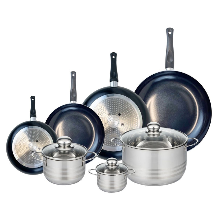 Ensemble de 4 Poêles de cuisson 20, 24, 28 et 32 cm et 3 faitouts 12, 16 et 24 cm Elo Prima Brillant