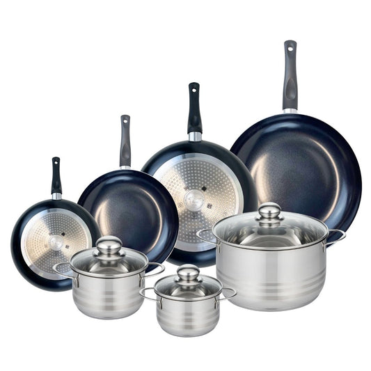 Ensemble de 4 Poêles de cuisson 20, 24, 28 et 32 cm et 3 faitouts 14, 16 et 24 cm Elo Prima Brillant