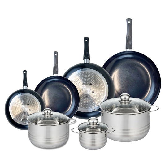 Ensemble de 4 Poêles de cuisson 20, 24, 28 et 32 cm et 3 faitouts 14, 20 et 24 cm Elo Prima Brillant