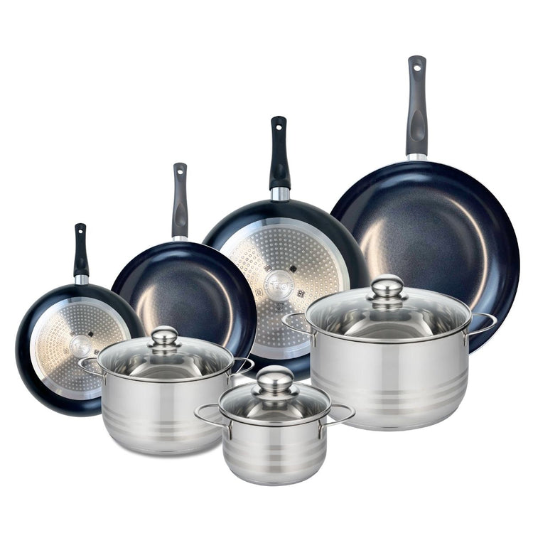 Ensemble de 4 Poêles de cuisson 20, 24, 28 et 32 cm et 3 faitouts 16, 20 et 24 cm Elo Prima Brillant