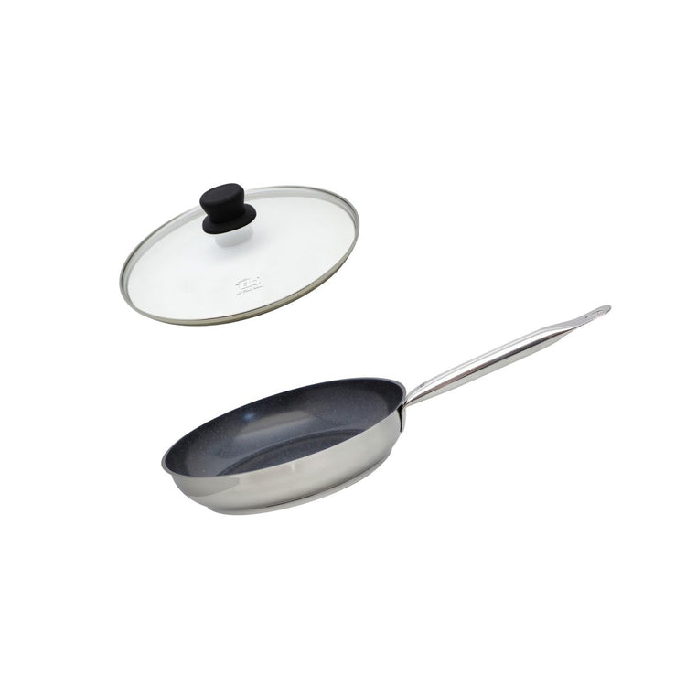 Set Poêle de cuisson avec revêtement céramique sans PFAS et couvercle de cuisson en verre 24 cm Profi Therm Platinum Elo