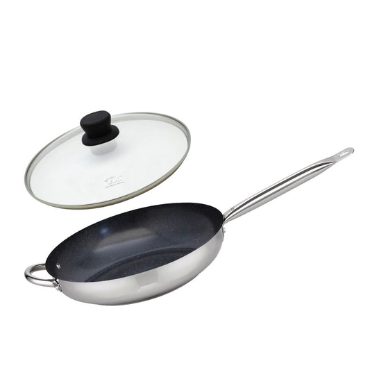 Set Poêle de cuisson avec revêtement céramique sans PFAS et couvercle de cuisson en verre 32 cm Profi Therm Platinum Elo