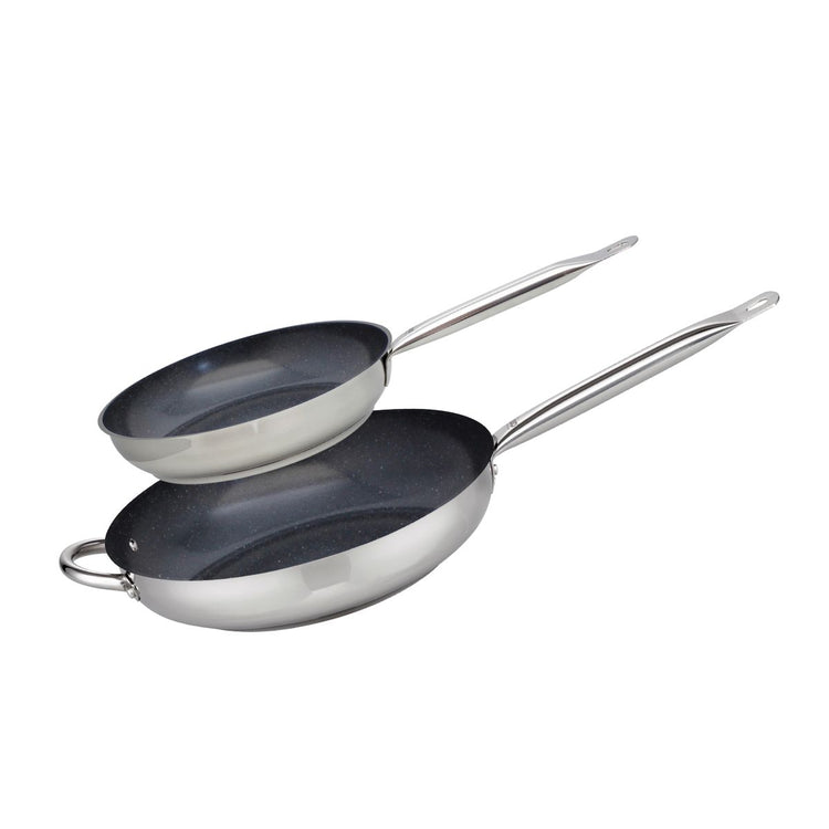 Set de 2 Poêles de cuisson avec revêtement céramique sans PFAS 24 cm et 32 cm Profi Therm Platinum Elo