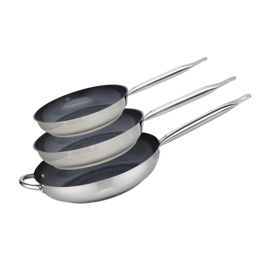 Set de 3 Poêles de cuisson avec revêtement céramique sans PFAS 24 cm, 28 cm et 32 cm Profi Therm Platinum Elo