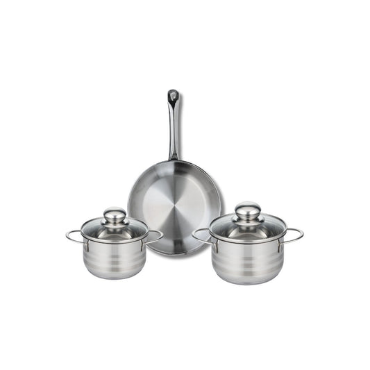 Ensemble de 1 Poêle de cuisson 24 cm et 2 faitouts 14 et 16 cm Elo Profi Brillant