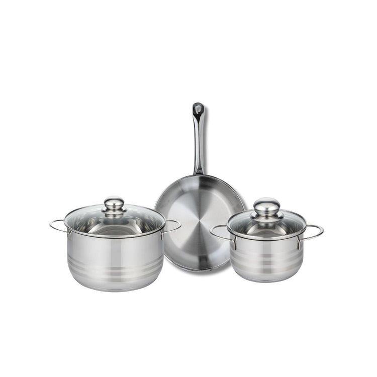 Ensemble de 1 Poêle de cuisson 24 cm et 2 faitouts 16 et 20 cm Elo Profi Brillant