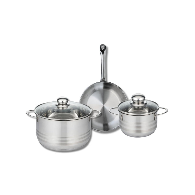 Ensemble de 1 Poêle de cuisson 24 cm et 2 faitouts 16 et 24 cm Elo Profi Brillant