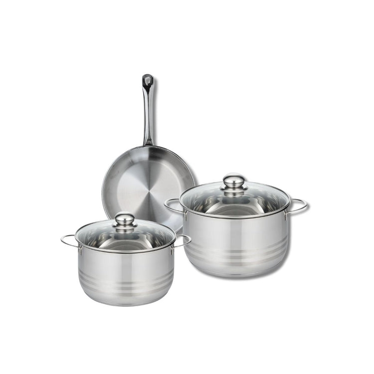 Ensemble de 1 Poêle de cuisson 24 cm et 2 faitouts 20 et 24 cm Elo Profi Brillant