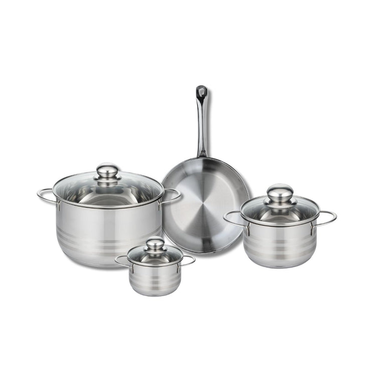 Ensemble de 1 Poêle de cuisson 24 cm et 3 faitouts 12, 16 et 24 cm Elo Profi Brillant