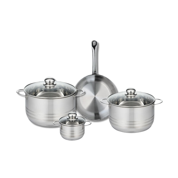 Ensemble de 1 Poêle de cuisson 24 cm et 3 faitouts 12, 20 et 24 cm Elo Profi Brillant