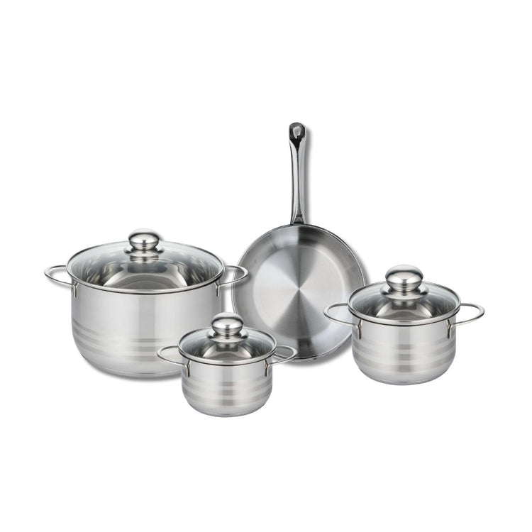 Ensemble de 1 Poêle de cuisson 24 cm et 3 faitouts 14, 16 et 24 cm Elo Profi Brillant