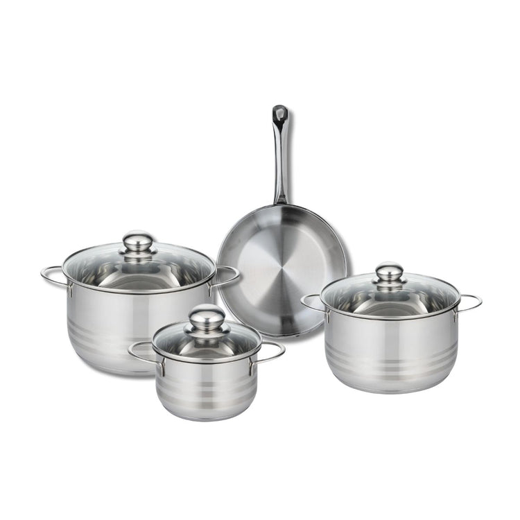 Ensemble de 1 Poêle de cuisson 24 cm et 3 faitouts 16, 20 et 24 cm Elo Profi Brillant