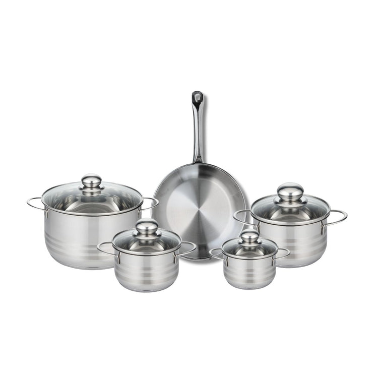 Ensemble de 1 Poêle de cuisson 24 cm et 4 faitouts 12, 14, 16 et 20 cm Elo Profi Brillant