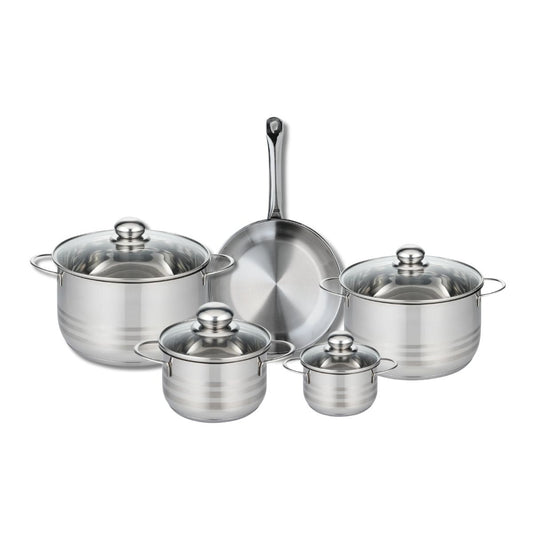 Ensemble de 1 Poêle de cuisson 24 cm et 4 faitouts 12, 16, 20 et 24 cm Elo Profi Brillant