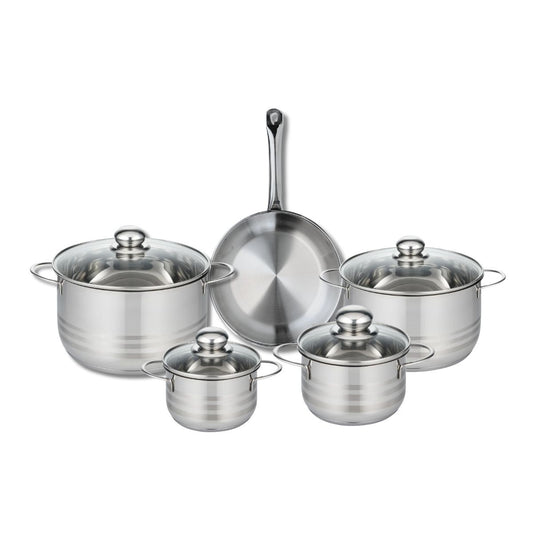 Ensemble de 1 Poêle de cuisson 24 cm et 4 faitouts 14, 16, 20 et 24 cm Elo Profi Brillant