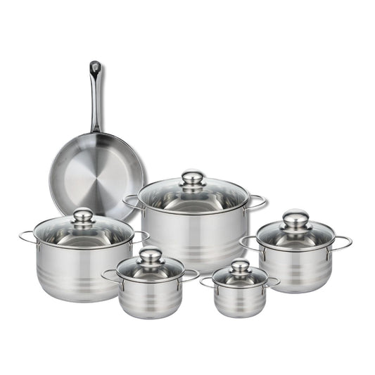 Ensemble de 1 Poêle de cuisson 24 cm et 5 faitouts 12, 14, 16, 20 et 24 cm Elo Profi Brillant