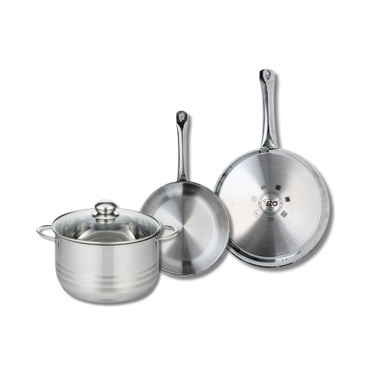 Ensemble de 2 Poêles de cuisson 24 et 28 cm et 1 faitout 24 cm Elo Profi Brillant