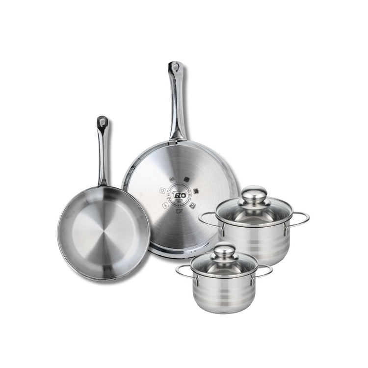 Ensemble de 2 Poêles de cuisson 24 et 28 cm et 2 faitouts 14 et 16 cm Elo Profi Brillant